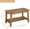 Coffee Table, Rustic Coffee Tables for Living Room, Outdoors, Home Office, Bedroom, Wood Living Room Tables with 2-Tie, Brown 4