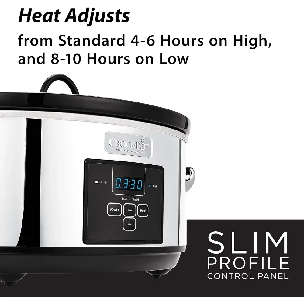7 Quart Programmable Slow Cooker with Digital Timer, Food Warmer, Polished Platinum, Perfect  Everyday Meals and Entertaining 5