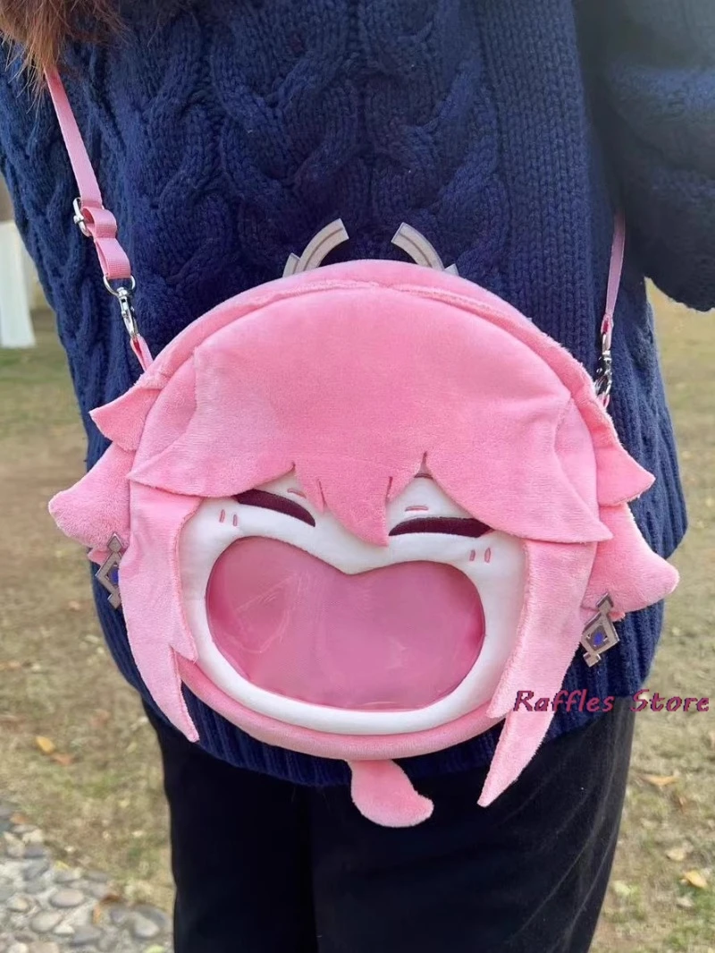 

Прозрачный рюкзак Yae Miko для косплея аниме-игры, студенческий рюкзак на молнии с мультипликационным рисунком, сумки-мессенджеры, сумка через плечо