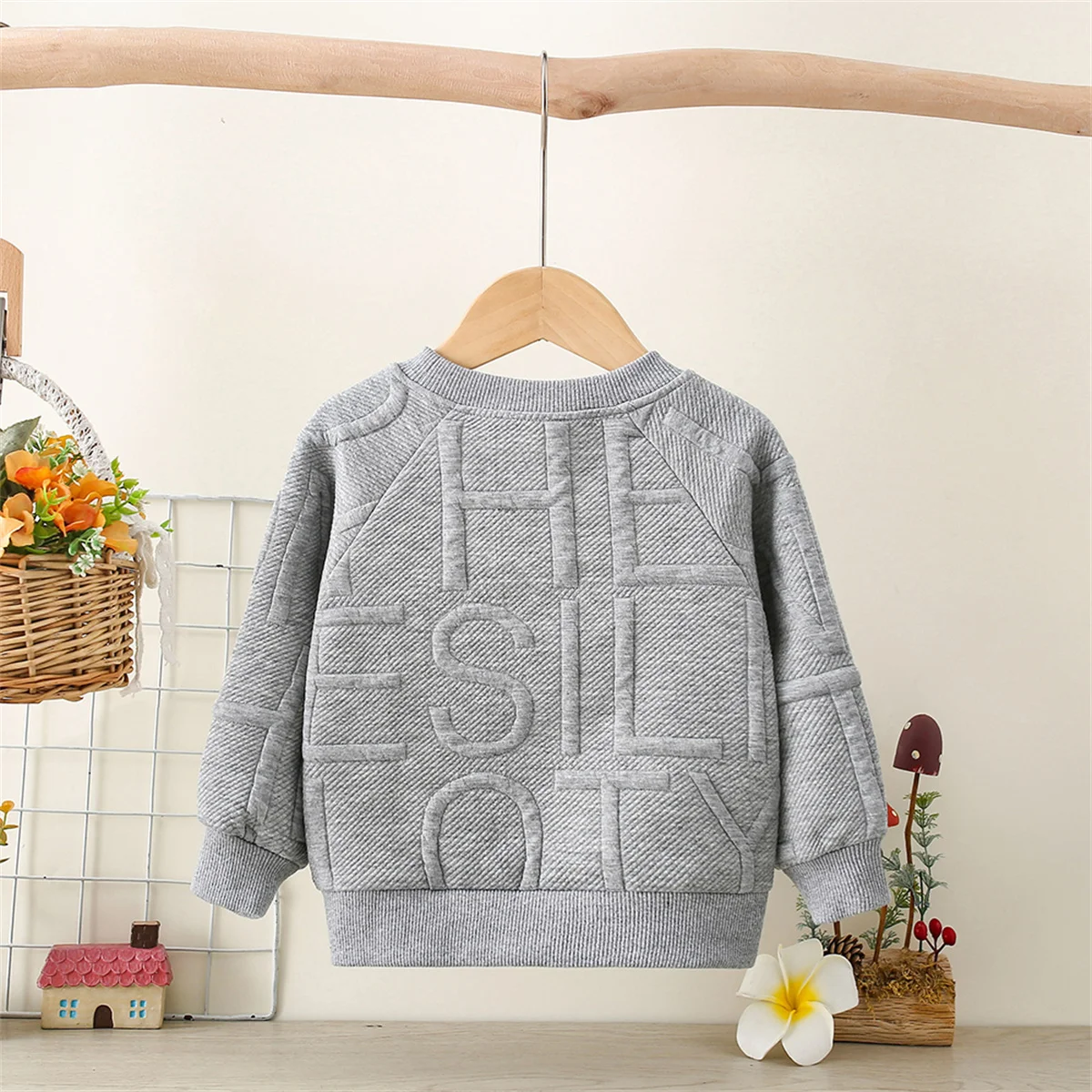 Boys' Baby Top Spring And Autumn Solid Round Neck Long Sleeve Casual Versatile Sweater For Children'S Daily Sports Wear