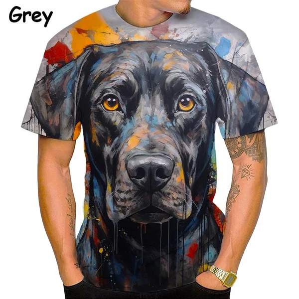 New Summer Men Kids 3D Printed Funny Dog T-Shirt Fashion Tops Tees Male Vintage Short Sleeve Clothing Casual Stylish Streetwear