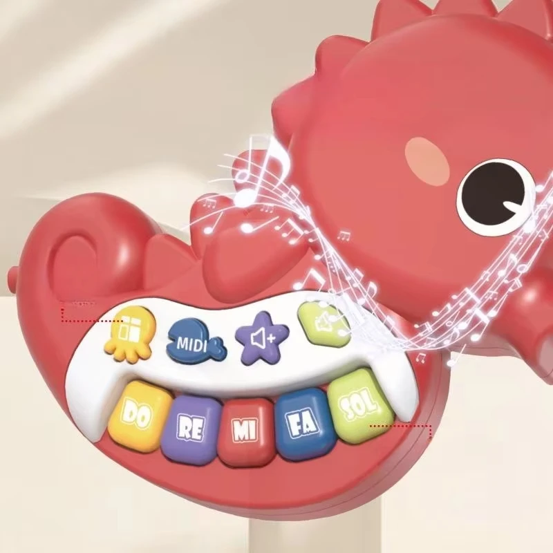 Baby Piano Toy 6 to 12 Months Light Up Seahorses Piano Learning Songs, Sound Effects, Easy to Grasp and Handle, for Babies