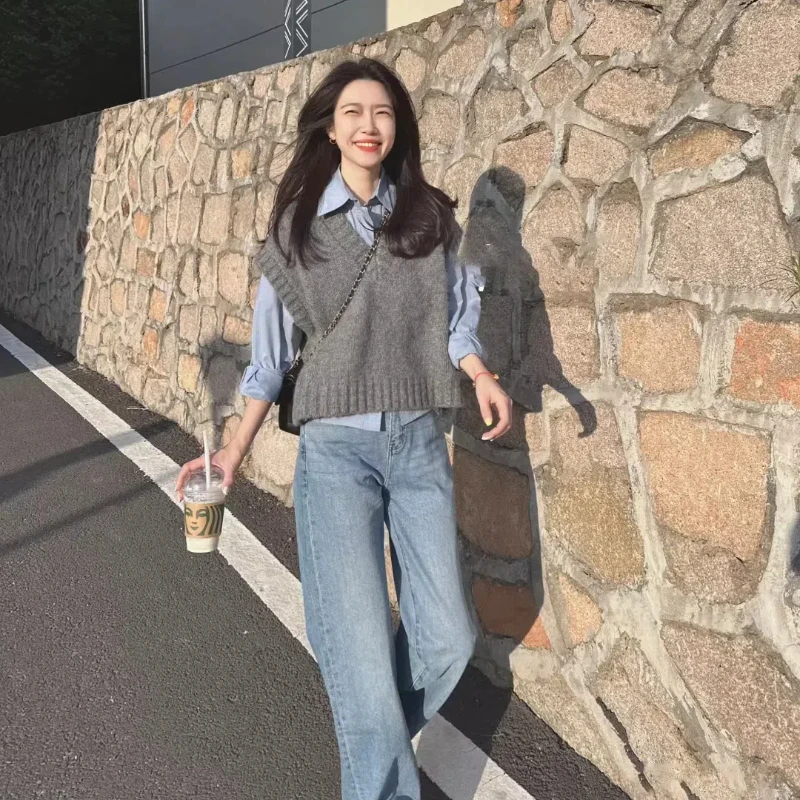 New Fashion Sleeveless Knitted Vest Women's Spring Autumn Winter Casual Sweater Layered Shirt Camisole Vest Women's Top 112