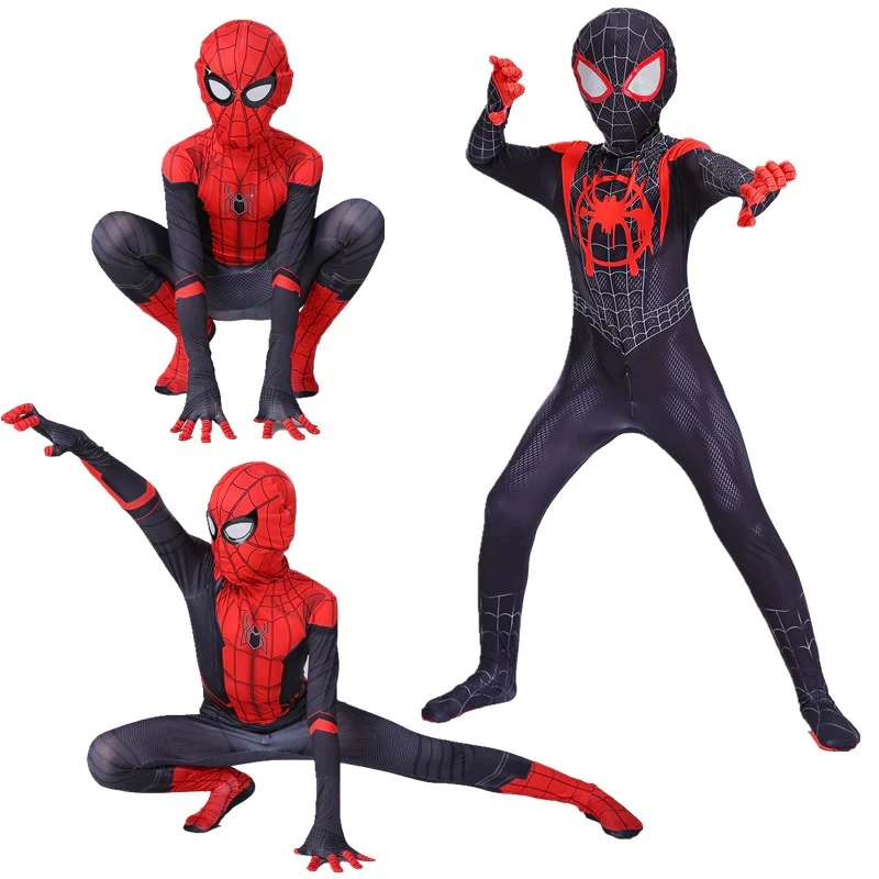 

Spider Superhero Miles Morales Cosplay Costume with Mask Boys Girls Bodysuit Halloween Fancy Jumpsuits