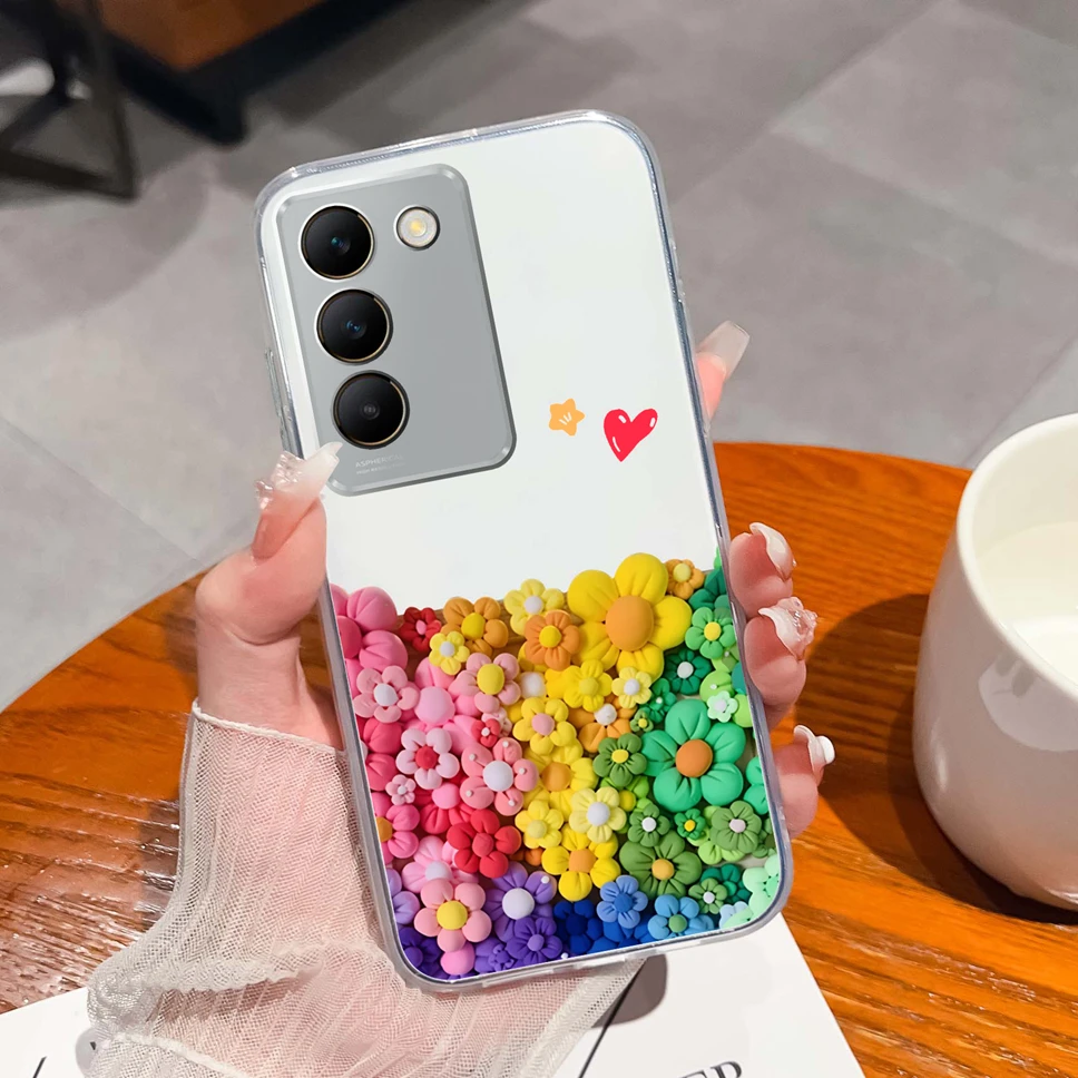 Floral Love Heart Clear Soft Silicone Shockproof Phone Case