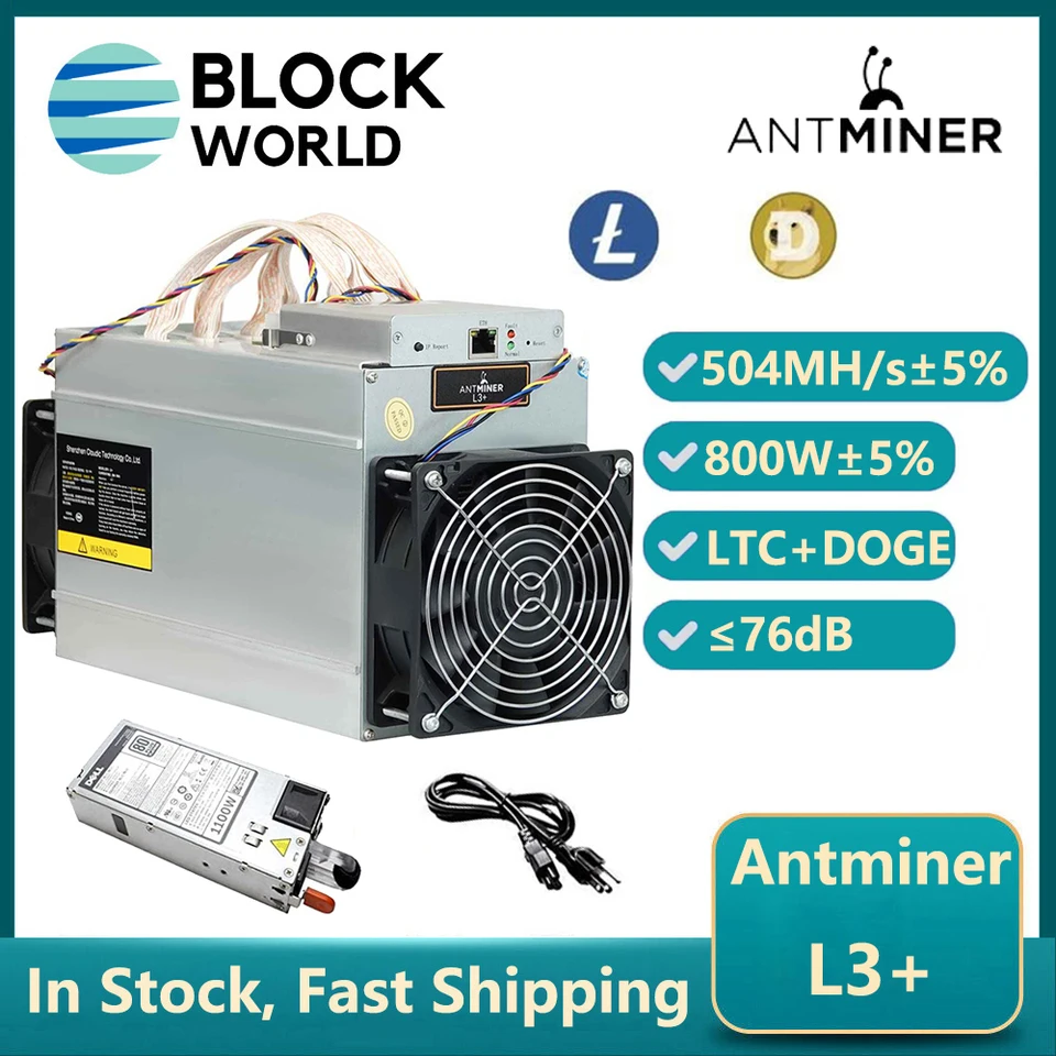 Bitmain-antminer l3 plus asic ltc dogeコインマイニング マシン,l3,504mh/s,800w,psuスクリプティング,ライトコイン - AliExpress