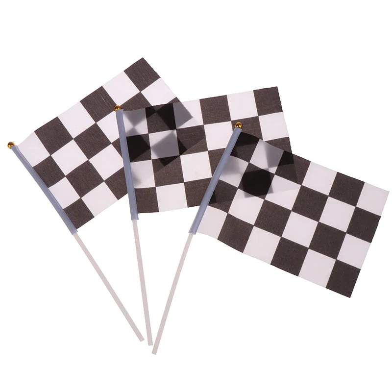 10Pcs 14*21cm Black And White Square Hand Flag Racer Waving Racing Flags Car Starting Banners