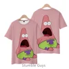 2024 Summer New Boys Clothes Girls 3D SpongeBob SquarePants Round Neck T-shirt Kids Street Leisure Sports Large Breathable Tops 3