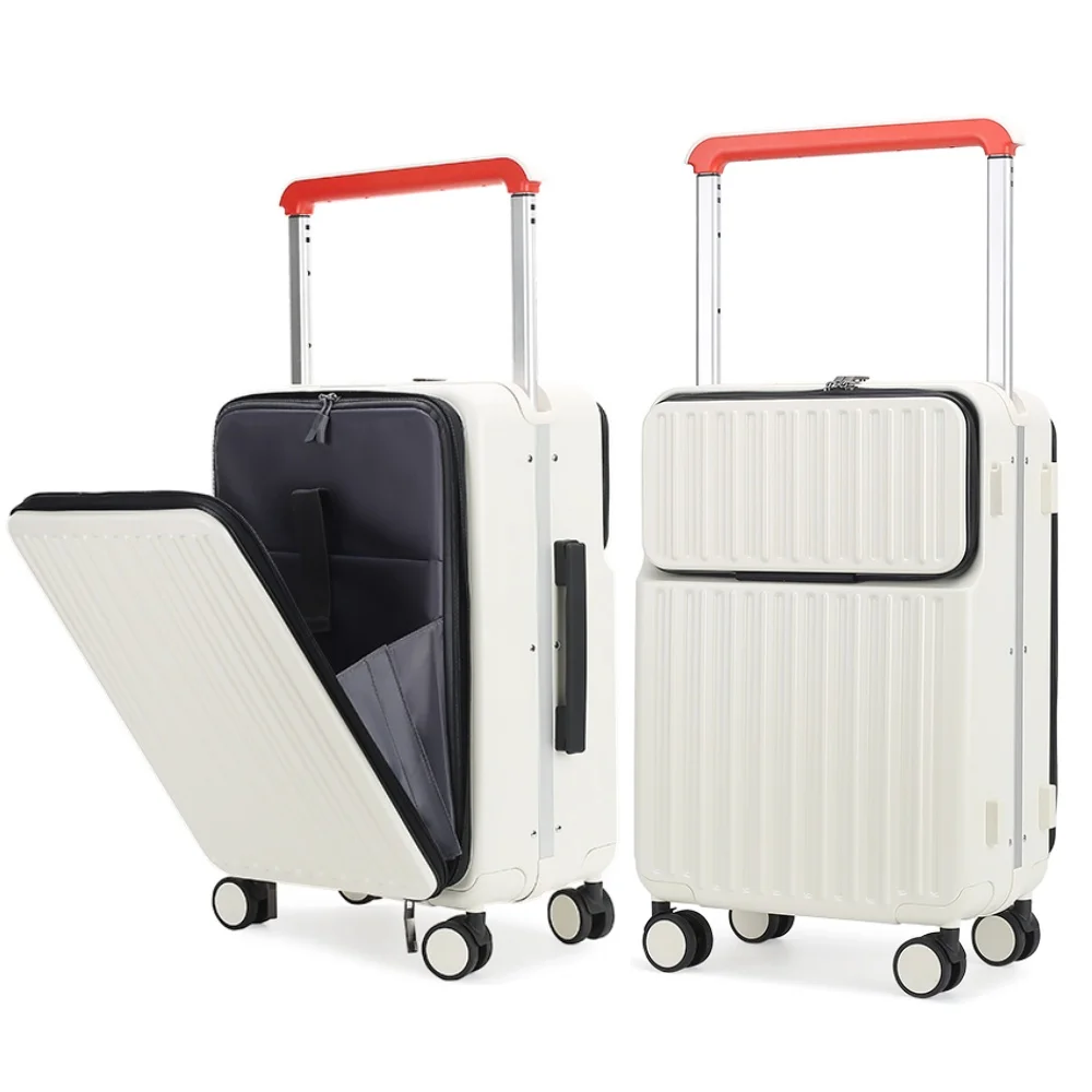 Front Opening Laptop Packet Suitcase Aluminum Frame Deep Warehouse Capacity Rolling Luggage PC Material 20inch Carry-on Travel