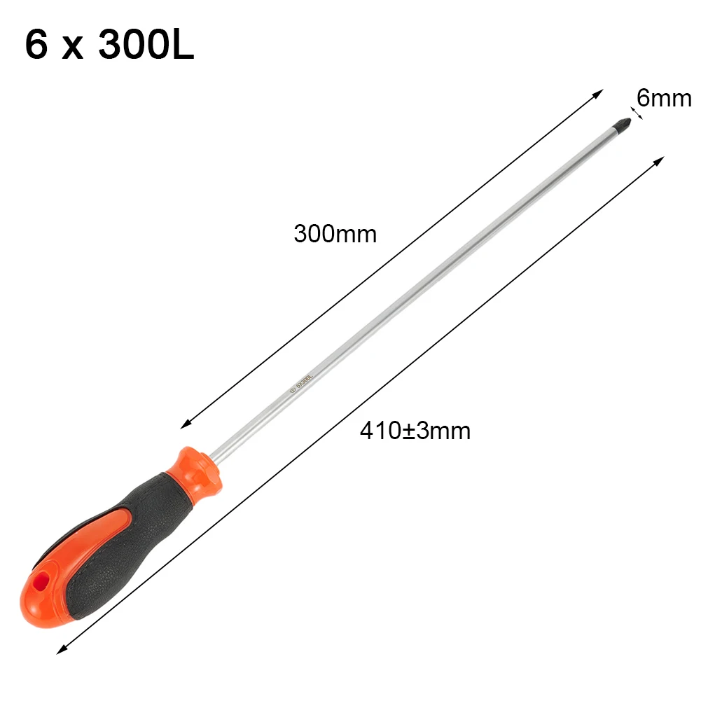 12-Inch Slotted Screwdriver with Ergonomic Rubber Handle