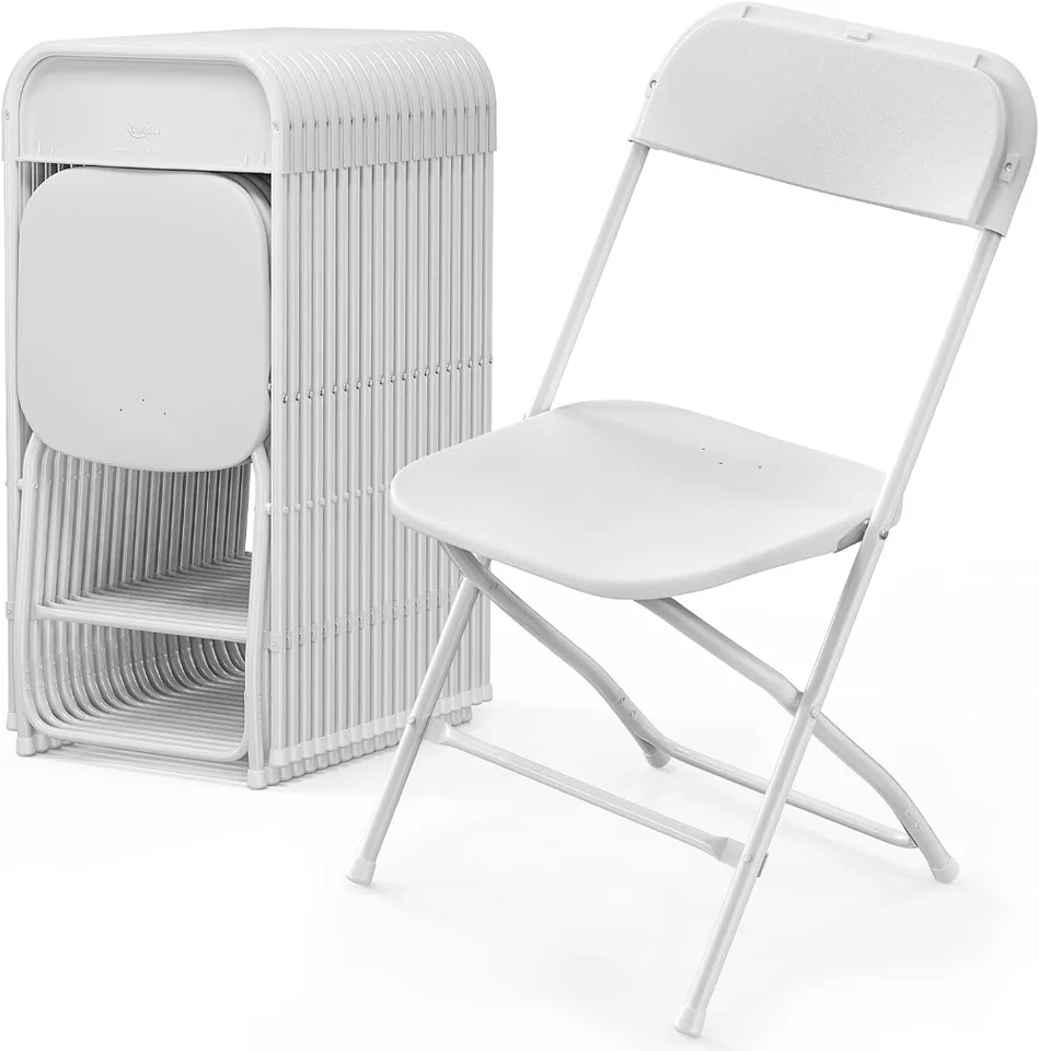 20 Pack White Folding Chairs for Indoor Outdoor Use