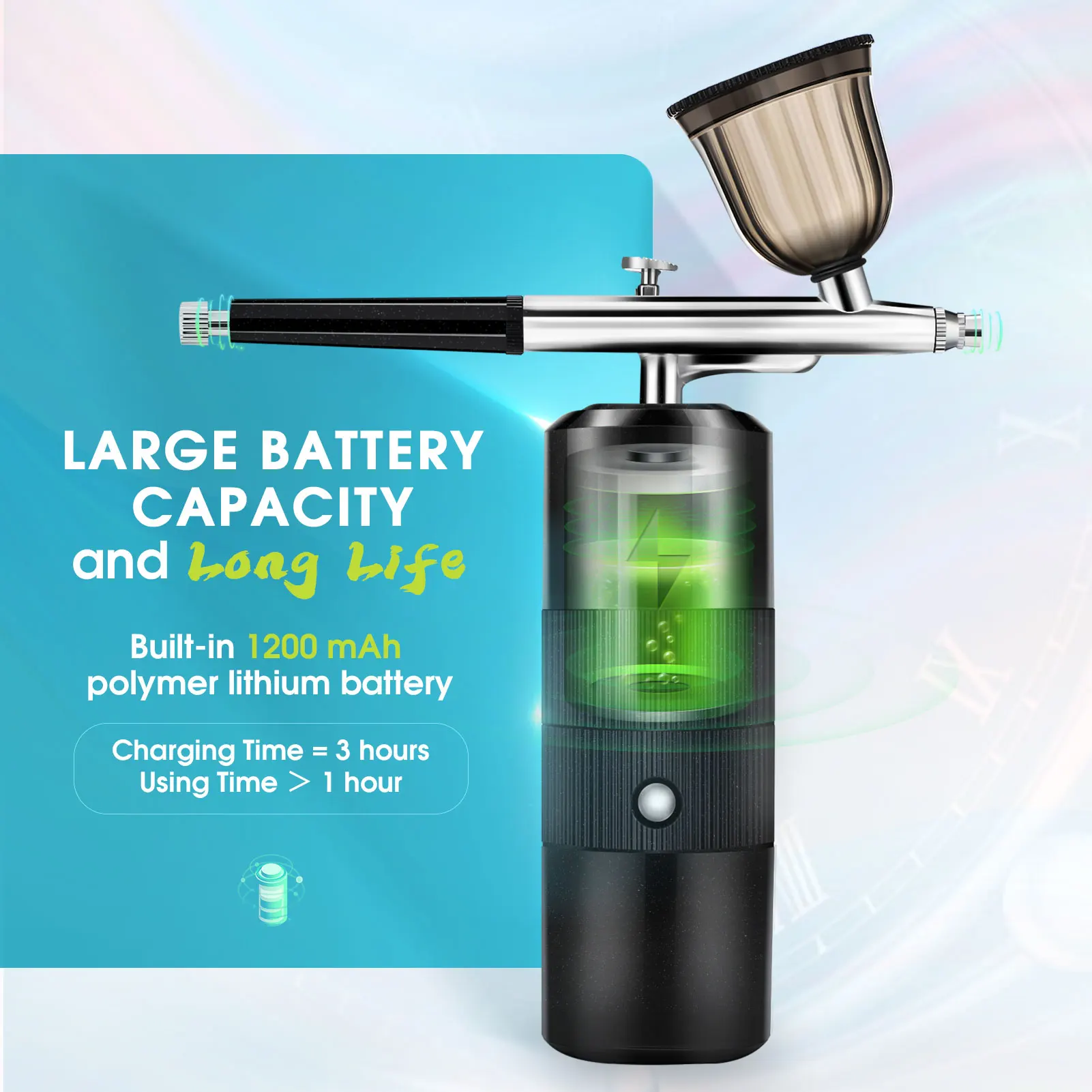 Mini Air Compressor Nano Spray Oxygen Injector Portable Air Brush Nail Paint Compressor Airbrush Kit For Nails Art Cake Painting