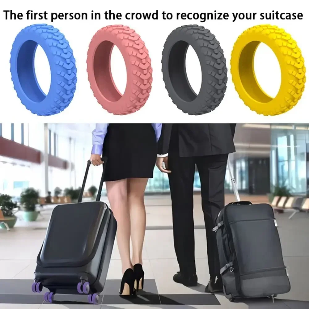 8Pcs Thicken Texture Silicone Wheels Protector Travel Luggage Caster Shoes Reduce Noise Wheels Guard Cover Luggage Accessories