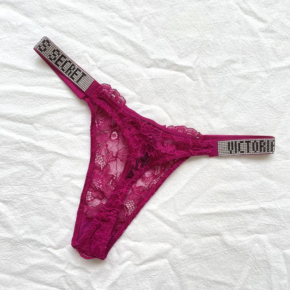Women Panties Victoria's Secret Sexy Pink Brand Lingerie Female Intimate Underwear Rise Women Panties Bra Rhinestone Letter Comfort Brief