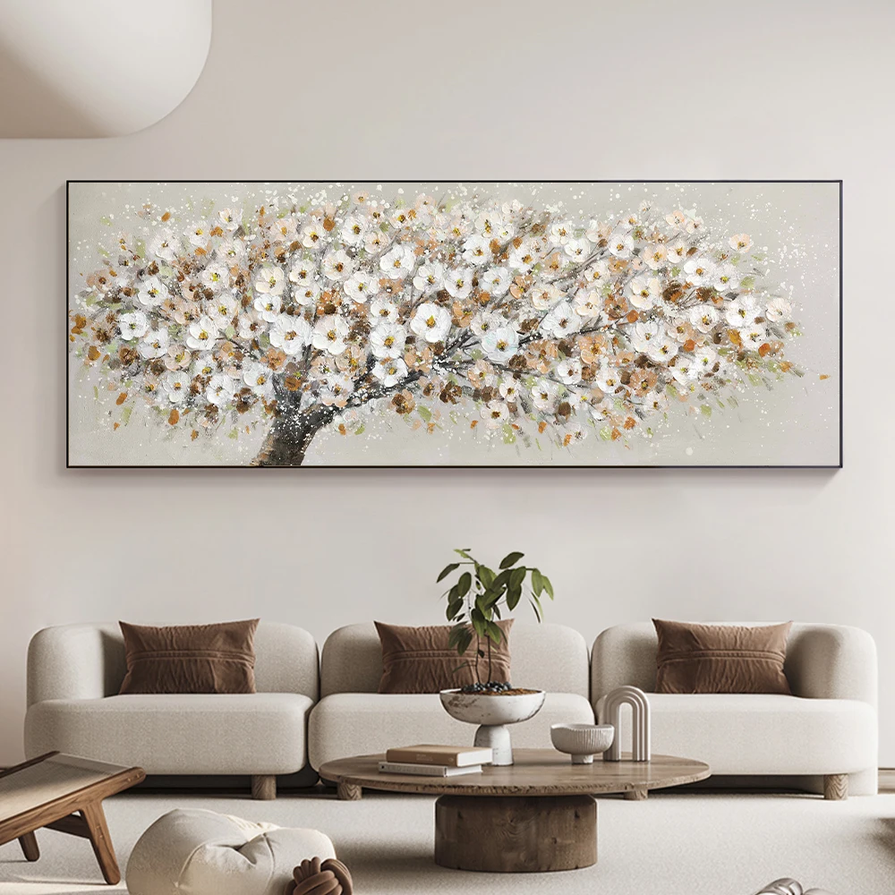 Abstract Blooming White Flowers Tree Painting/Print 1