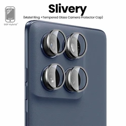Enhanced Metal Ring Camera Protector Cap with 9D Tempered Glass Lens Film - Edge 60s Pro 5G (Sliver - 01)