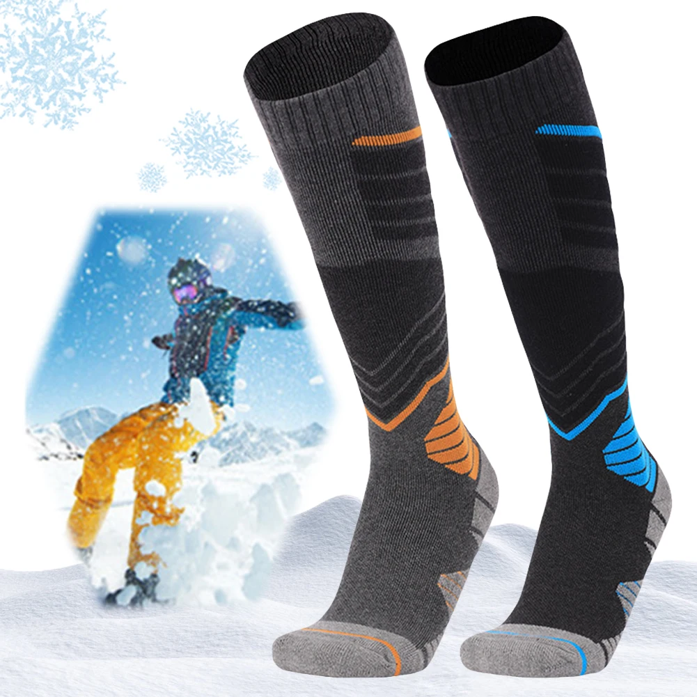 1Pair Winter Warm Thickening Ski Socks For Men Windproof Outdoor Snow Sport Travel Skiing Anti-Cold Thermal Mid Calf Stockings