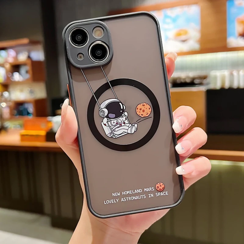 Cartoon Astronaut Matte Hard Acrylic Phone Cover