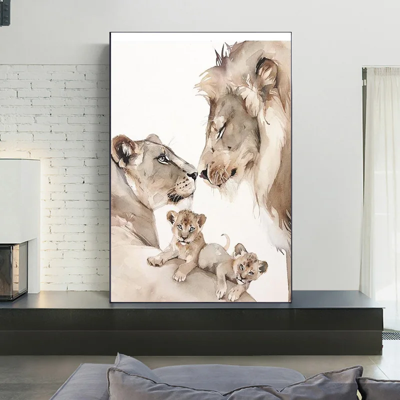 

Love Lion Animal Art Poster Canvas Painting Print Nordic Living Room Pictures Modern Home Wall Art Decoration Cuadros