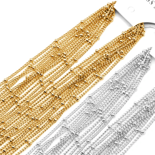 2M Stainless Steel Beaded Ball Cable Rolo Chains Bulk Plating Gold Chain  for Jewelry Making Supplies Necklace Wholesale Items