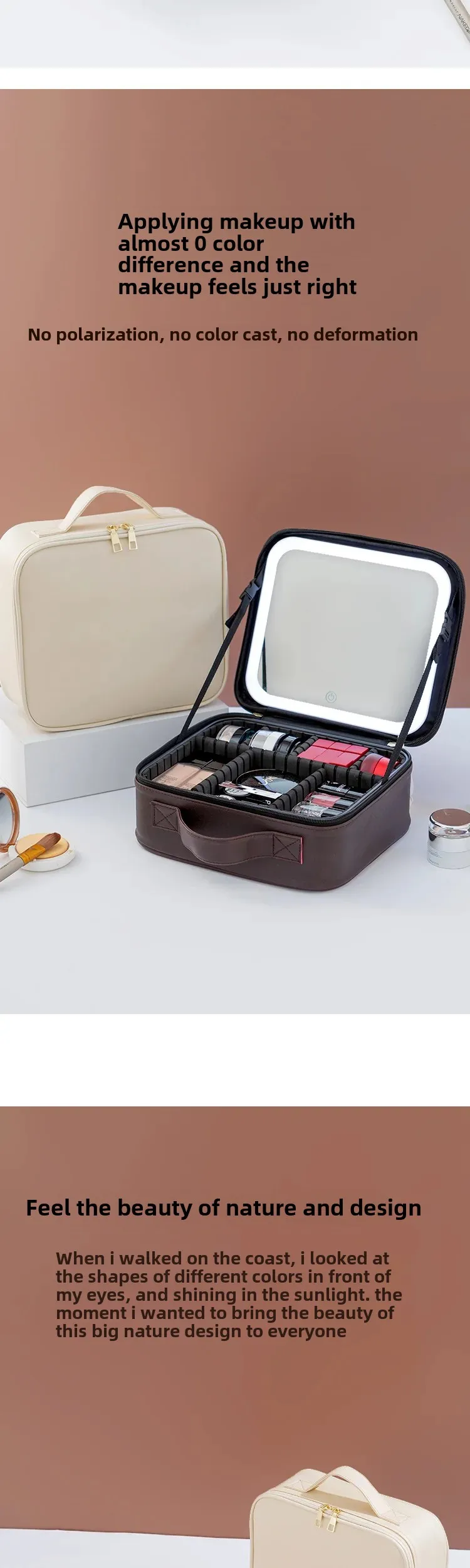 LED Lighted Travel Makeup Bag with Mirror – Portable Cosmetic Storage Case with USB Cha... - SKU TMO16582 - UGI Packaging