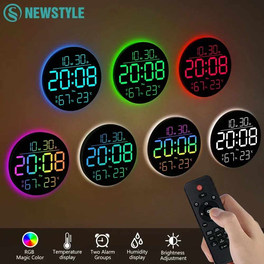 Remote Control Dst LED Multi-Function RGB Wall Light with Clock Date and Temperature ...