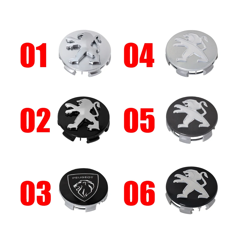 60mm Car Wheel Center Hub Caps Badge Covers Decor Accessories Tools For Peugeot 206 207 208 306 307 308 406 407 408 508 2008 4cs