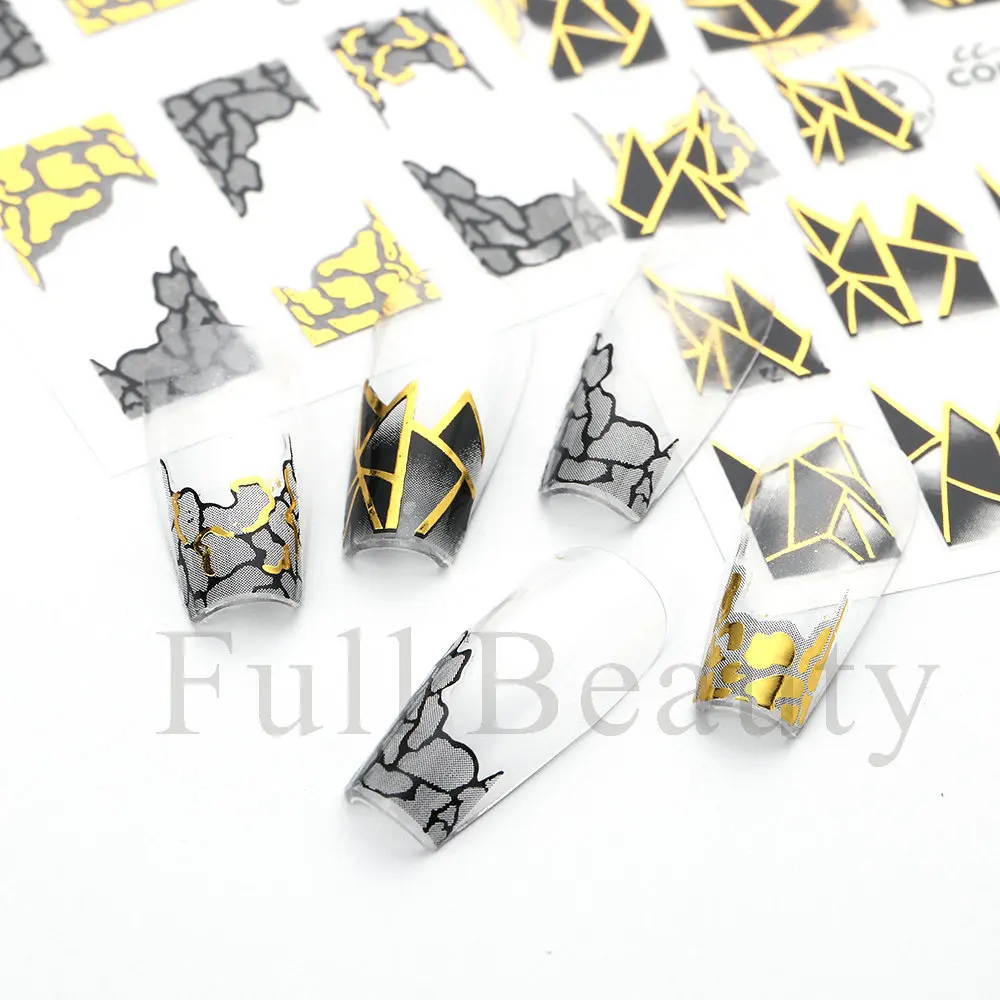 Description Picture 6 of itemBlack White Stylish Nails Sliders Wave French Line 3D Stickers Halloween Winter Nail Decoration Self-Adhesive Decals CHCC-092