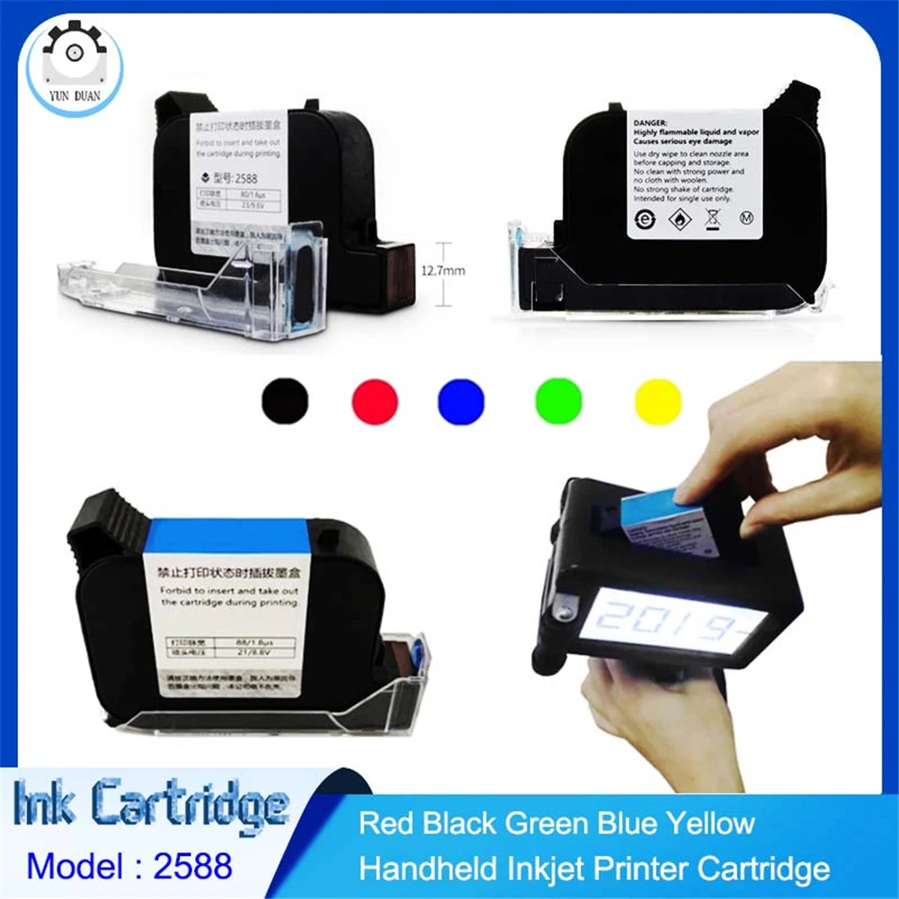 42ml Black Red Green Blue White Quick dry ink cartridge for handheld printer 