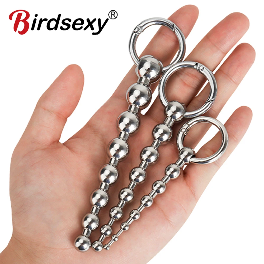 Stainless Steel Urethral Pull Beads Sounding Massager SM Insert Catheter Penis Plug Male Adult Stimulator Sex Toys