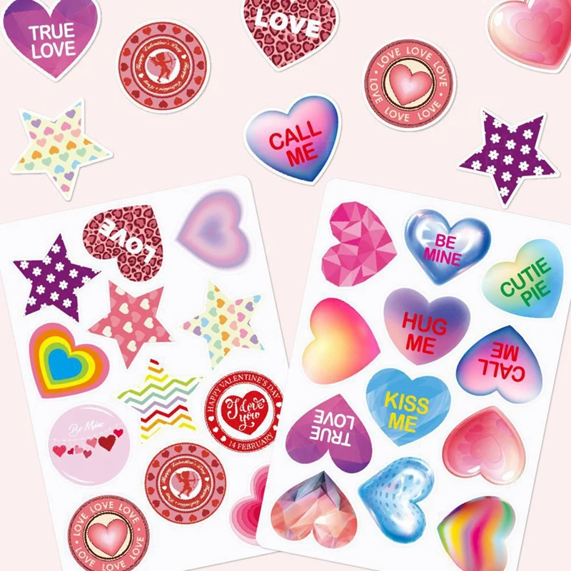 4 Pack Valentine's Day Party Decoration Heart Spiral Tags Valentine's Day Holiday Envelope Gift