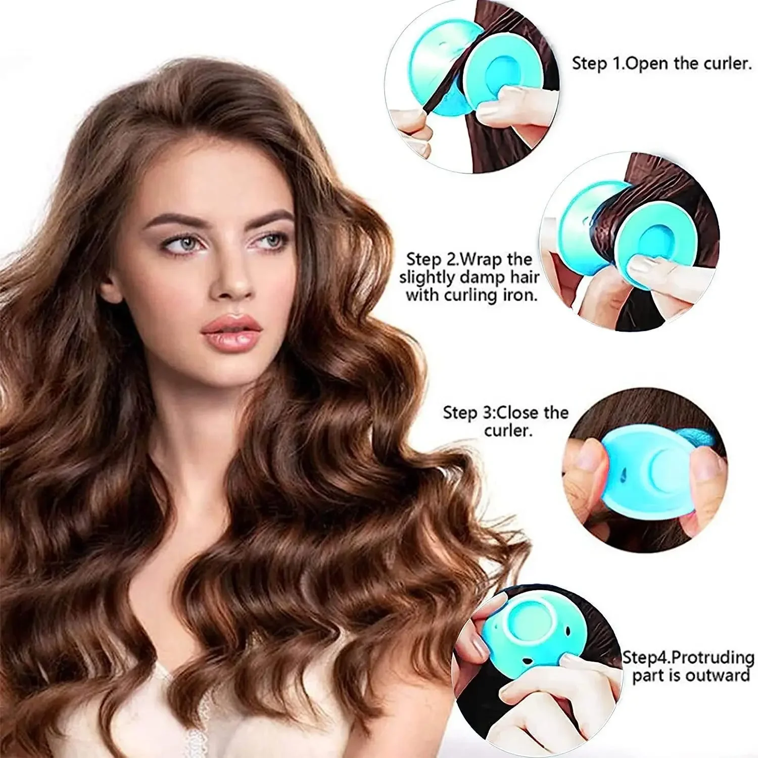 10/20pcs Soft Rubber Hair Curlers Silicone Heatless Hair Rollers Clips No Hurt Hairdressing DIY Styling Tools