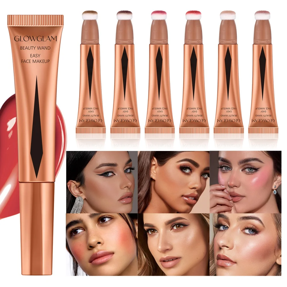 Blush Stick Contouring Stick Liquid Blush Facial Blusher Waterproof Contour Blusher Beauty Wand Highlighter Blush With Cushion Liquid Face Bronzer Wand Stick Applicator Makeup Cosmetics