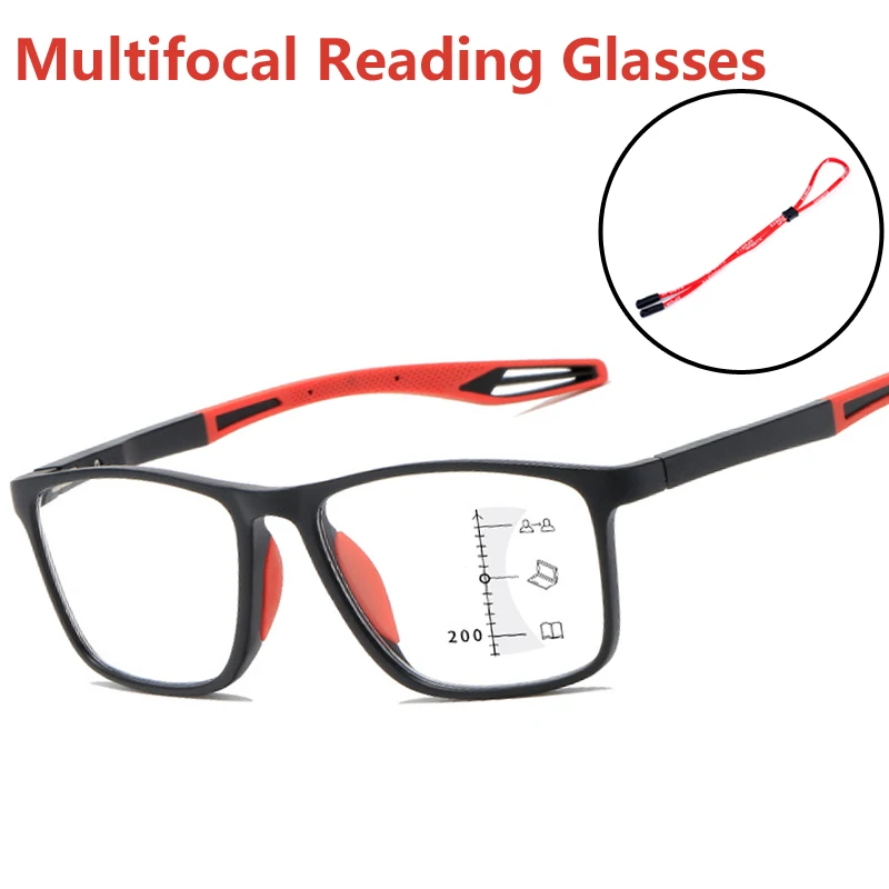 NEW Bifocal Progressive Reading Glasses Men Sports TR90 Anti Blue Light