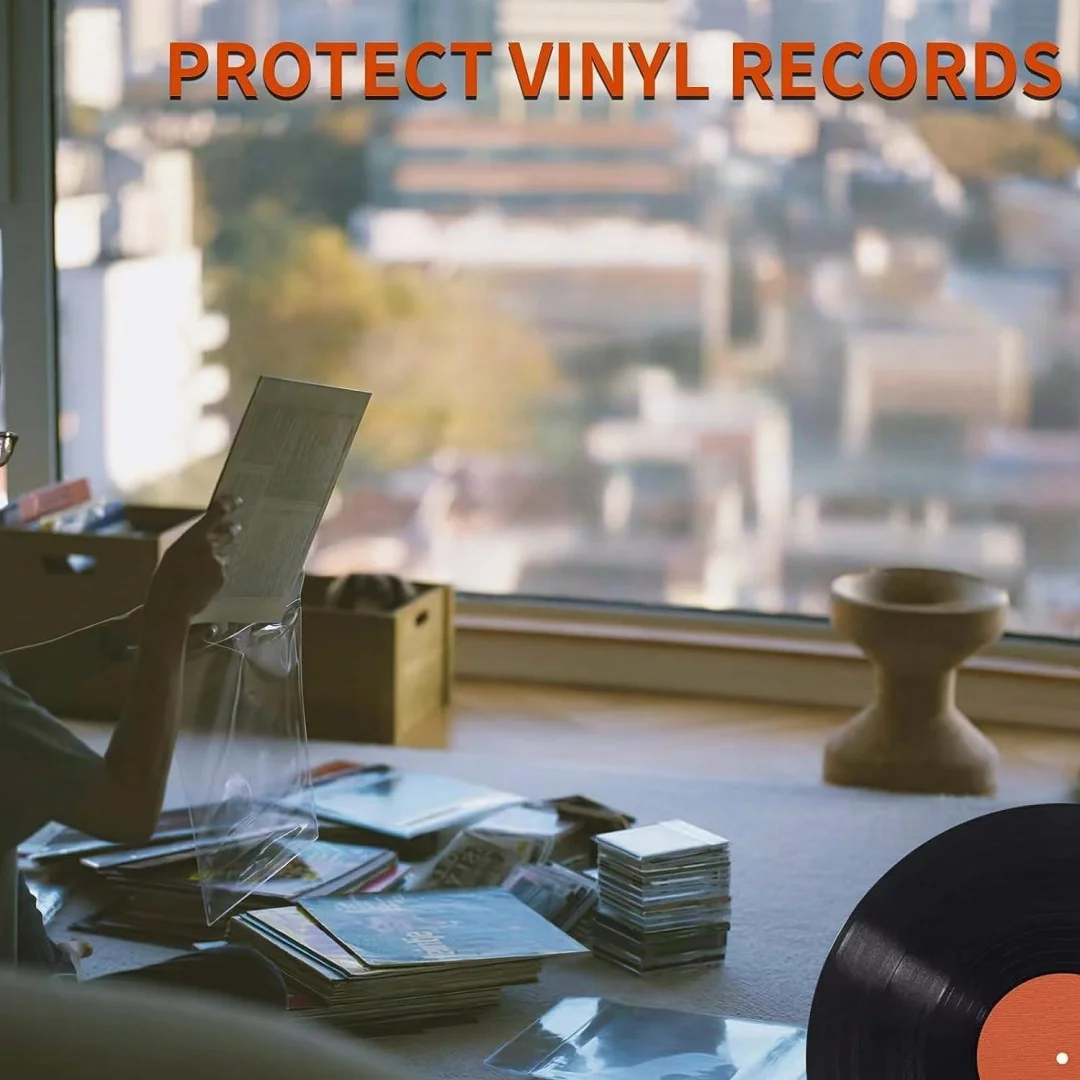 Vinyl Record Outer Sleeve 12 Inch Durable Album Cover For Most 12'' Singles & Double LPs No-Adhensive Flap Design