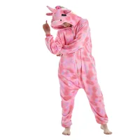 Pink Sleep Jumpsuit Woman Onesie Adults Pyjama Animal Plush Winter Warm Hooded Kigurumi Unicorn Pajamas Star Print Christmas Pjs 4