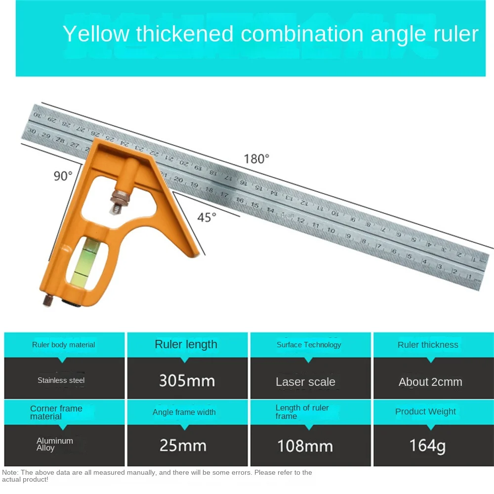Right Angle Rotary Ruler Stainless Steel Adjustable 90 Degree Right Angle Portable Multi-function Measuring Tool 2mm
