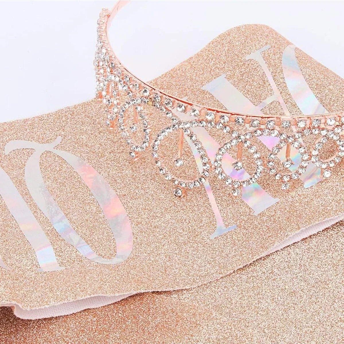 Gold Silver Glitter Birthday QueenTiara & Sash for Women Glitter Crystal Crown Sash Set Birthday Party Decor Favor Gift