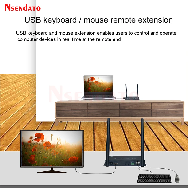 HDMI Wireless Video Transmitter Receiver kit 4K 60Hz 100M UHD HDMI USB KVM Switch Switcher Extender for Mouse keyboard Monitor