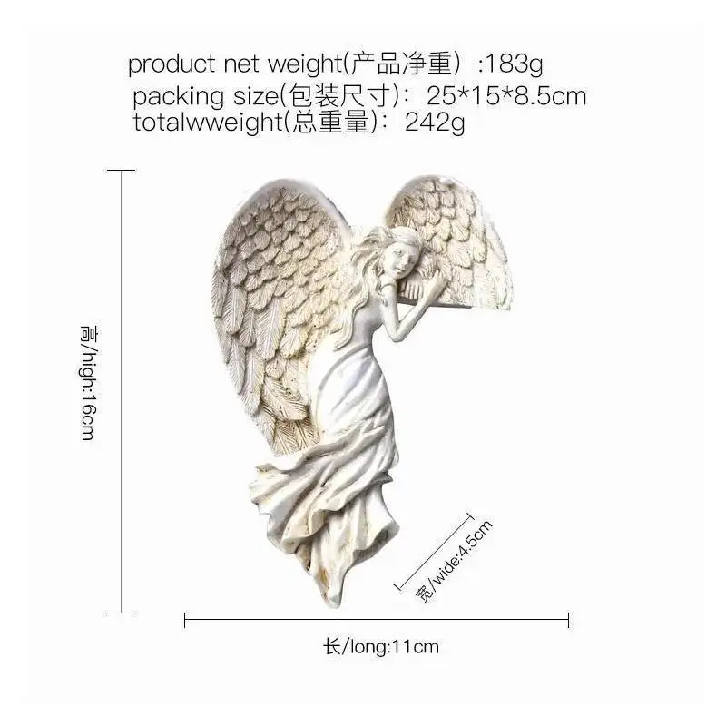 Angel Wings Resin Craft Door Frame Ornament Angel Winged Goddess Pendant Garden Door Decoration Home Gifts Left Right Wings