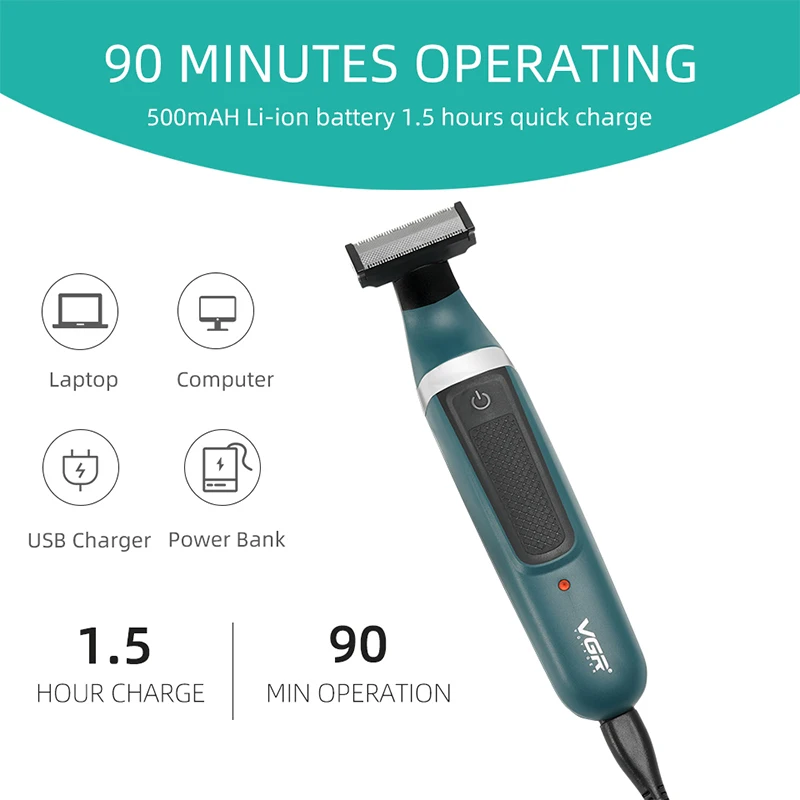 Pubic Hair Trimmer Shaver For Men Body Groomer for Groin & Balls Replaceable Blade Electric Razor IPX5 Waterproof Epilator