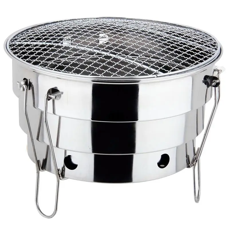 

Portable Folding Barbecue Grill Heating Stoves Multifunction Camping BBQ Grill Rack Tabletop Folding Stainless Steel Fire Pit