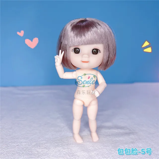 New OB11 Doll Body 13 Joints Cute Face 3D Brown Big-eyed 12CM Naked Dolls with Shoes Children Girls DIY Toy Gift 1/12 Munecas 5