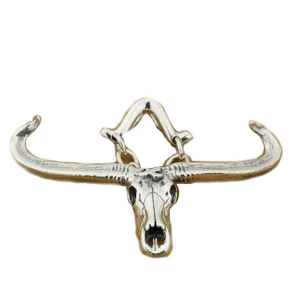 

Charms 925 Sterling Silver Big Buffalo Skull Bull Horn Pendant 8P015