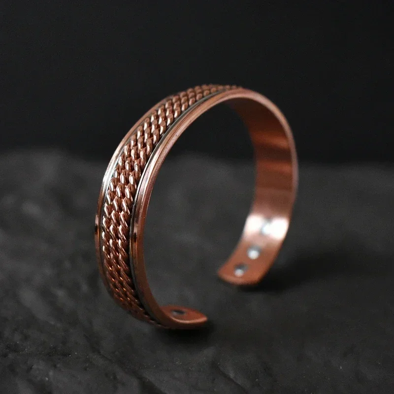 Solid 99.99% Pure Copper Adjustable Cuff Bracelet For Women & Men – Vintage Plum Blossom Design, Hypoallergenic, Gift Box Included