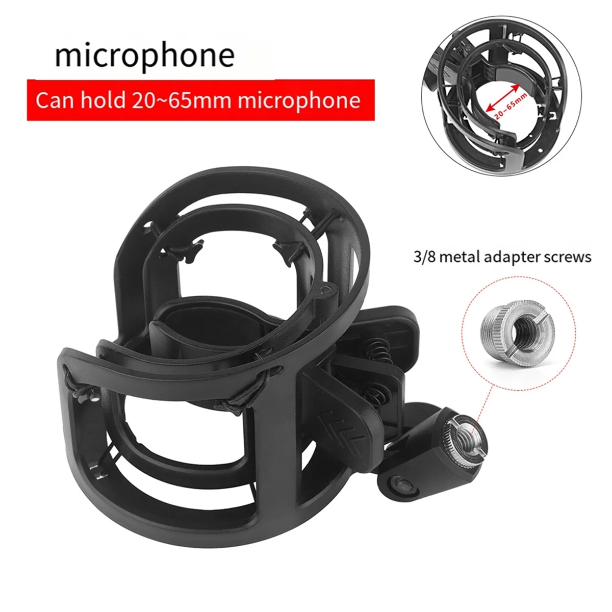 Microphone Shock Mount Adjustable Stand For All Microphones Size At 20mm-65mm 3/8 Screw