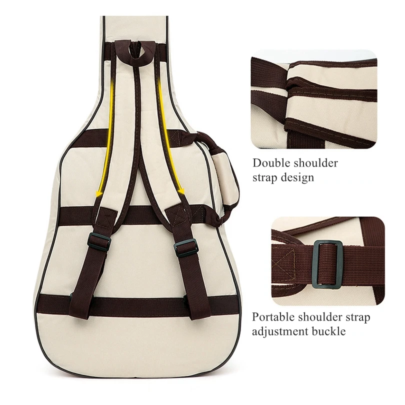 Housse De Guitare 41 Pouces - Protection Rembourrée Imperméable Avec Poches - Pour Guitare Acoustique Et Basse