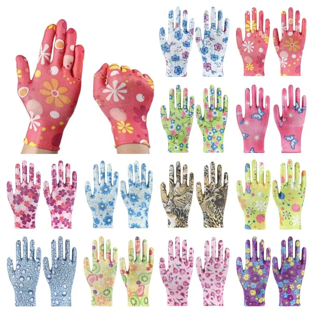 Nylon Planting Labor Gloves Labor Protection Thin Gardening Gloves Breathable Non-slip Women Work Outdoor 1Pair