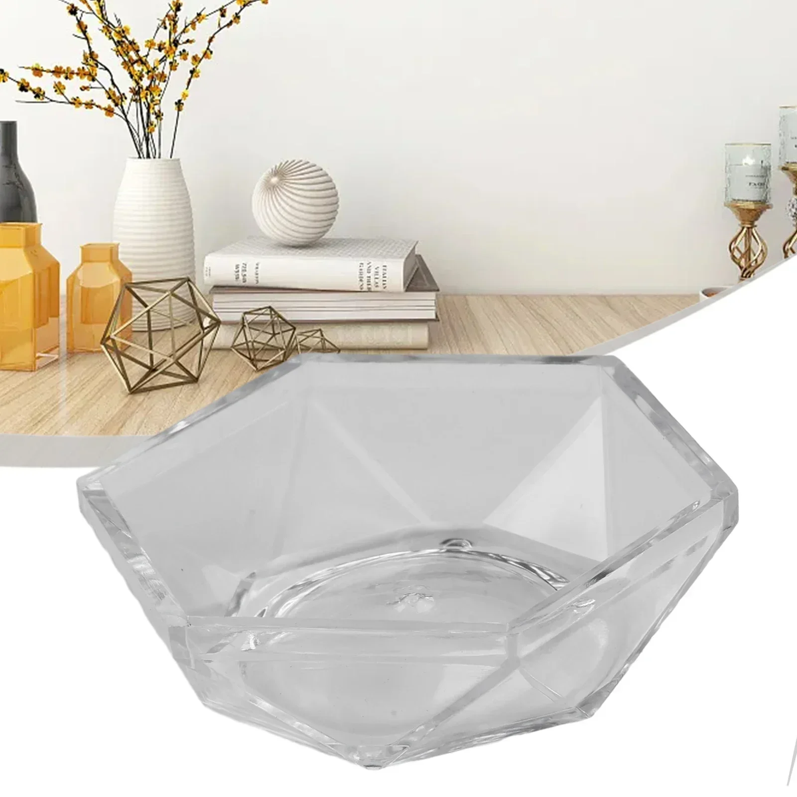 Acrylic Transparent Ball Base Hexagon Shape Stone Support Display Stand Figurine Holder Desktop Ornaments 4