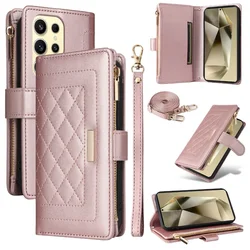 Sleek Crossbody Wallet with Card Holder and Phone Case Cover for Samsung Galaxy A53 (Rose gold)